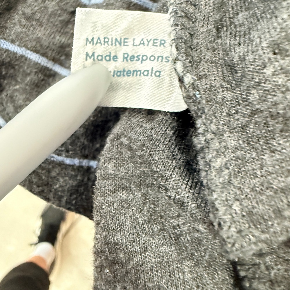 Marine Layer Hoodie XL Gray Striped Coastal Chic Minimalist Preppy Casual - Picture 8 of 8